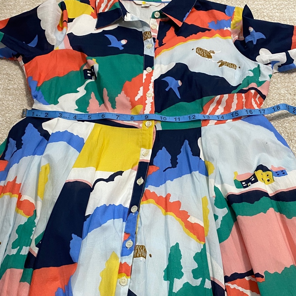Boden Multicolor Abstract Long Sleeve Dress Size 8P 100% Cotton - Picture 13 of 16